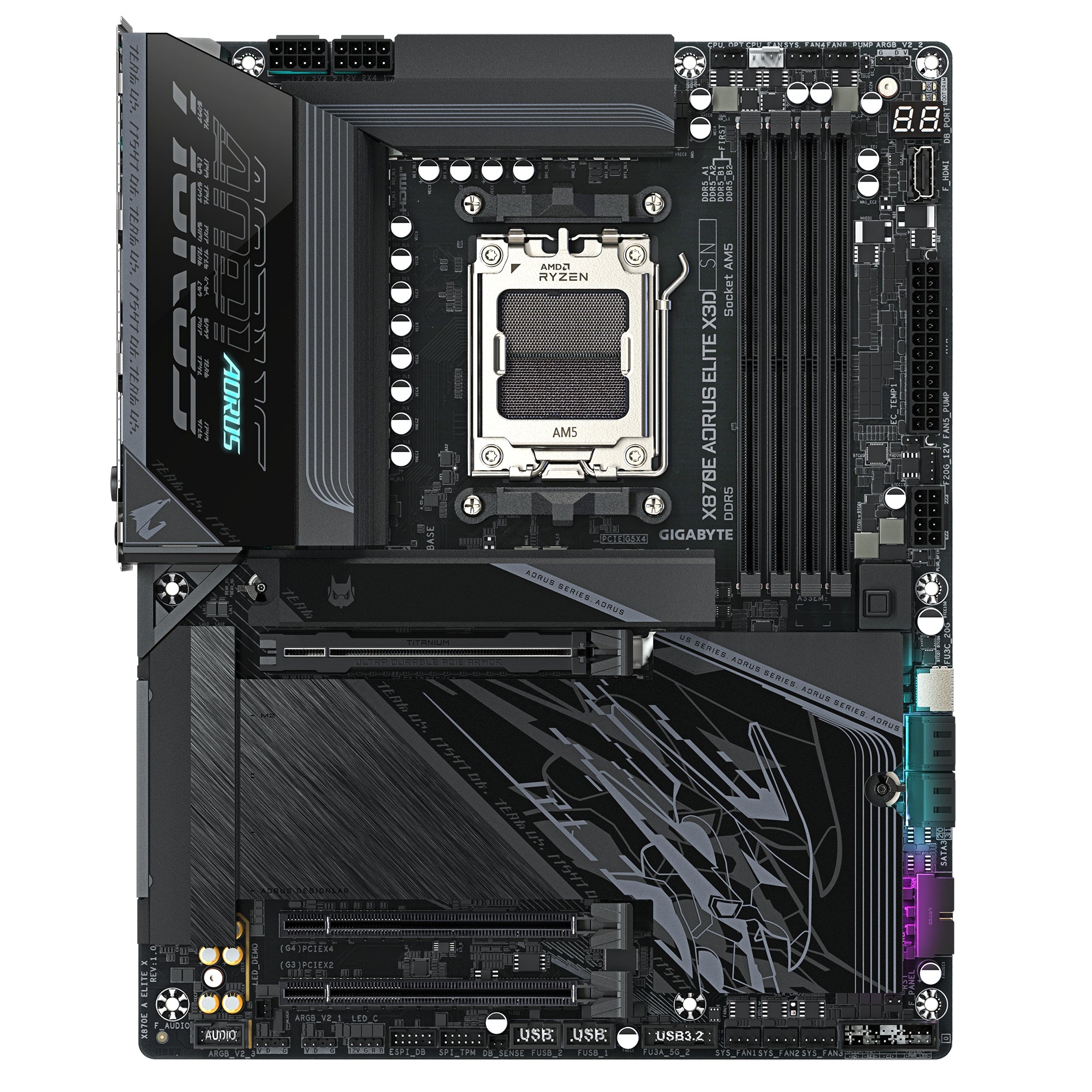 GIGABYTE X870E AORUS ELITE X3D Motherboard - Supports AMD Ryzen 9000 CPUs, 16+2+2 Phases Digital VRM, up to 9000Hz DDR5 (OC), 2xPCIe 5.0 + 2xPCIe 4.0, Wi-Fi 7, 5GbE LAN, USB 4