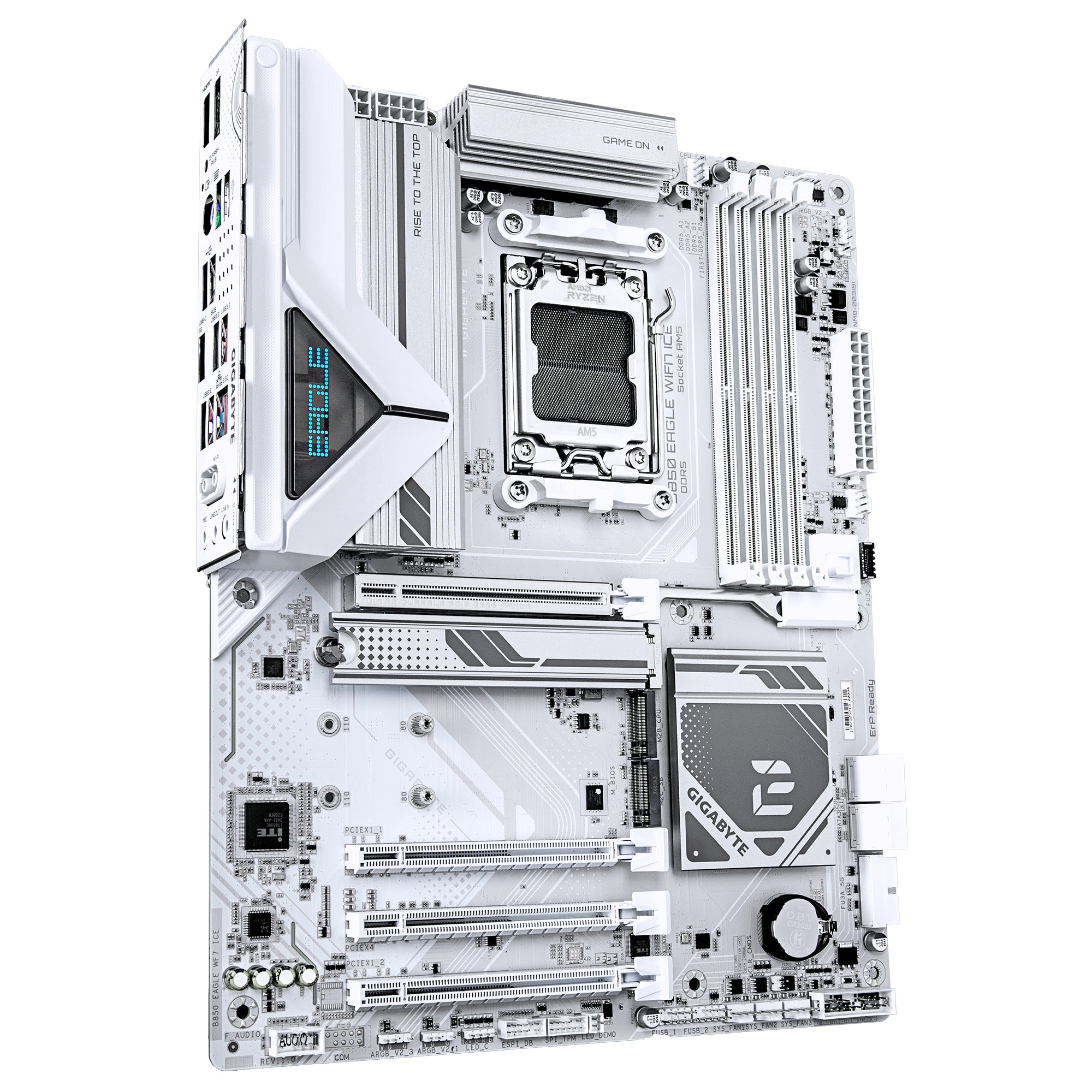 GIGABYTE B850 EAGLE WIFI7 ICE Motherboard - AMD AM5, 8+2+2 Phases Digital VRM, up to 8200MHz DDR5 (OC), 1xPCIe 5.0 + 2xPCIe 4.0 M.2, WIFI 7, 2.5 GbE LAN, USB 3.2 Gen 2