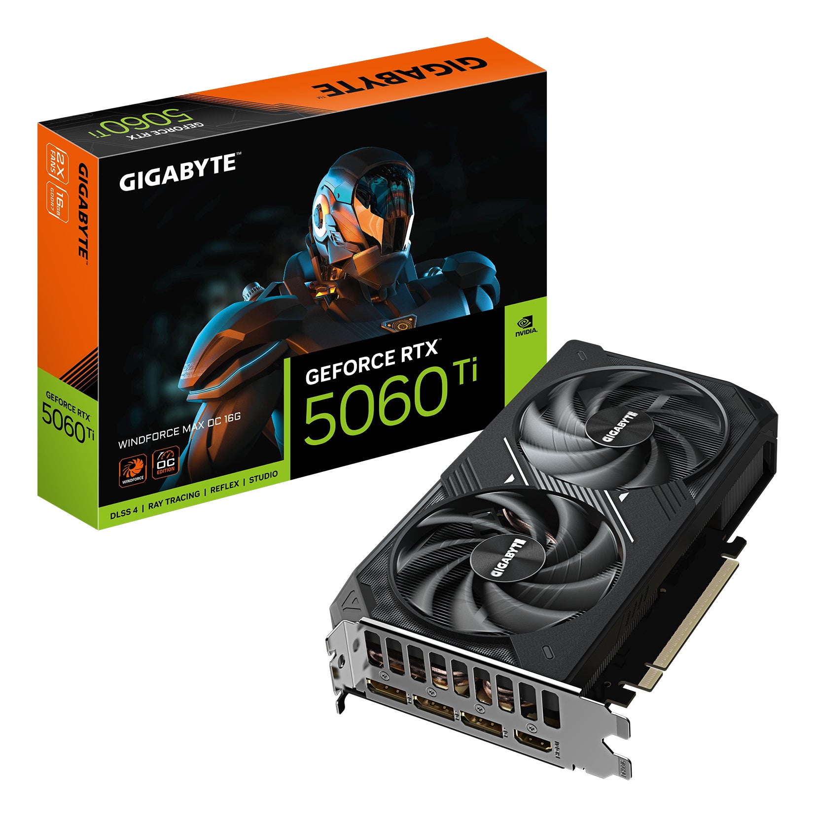 GIGABYTE GeForce RTX 5060 Ti WINDFORCE MAX OC 16G Graphics Card - 16GB GDDR7, 128bit, PCI-E 5.0, 2587MHz Core Clock, 3 x DP, 1 x HDMI, NVIDIA DLSS 4