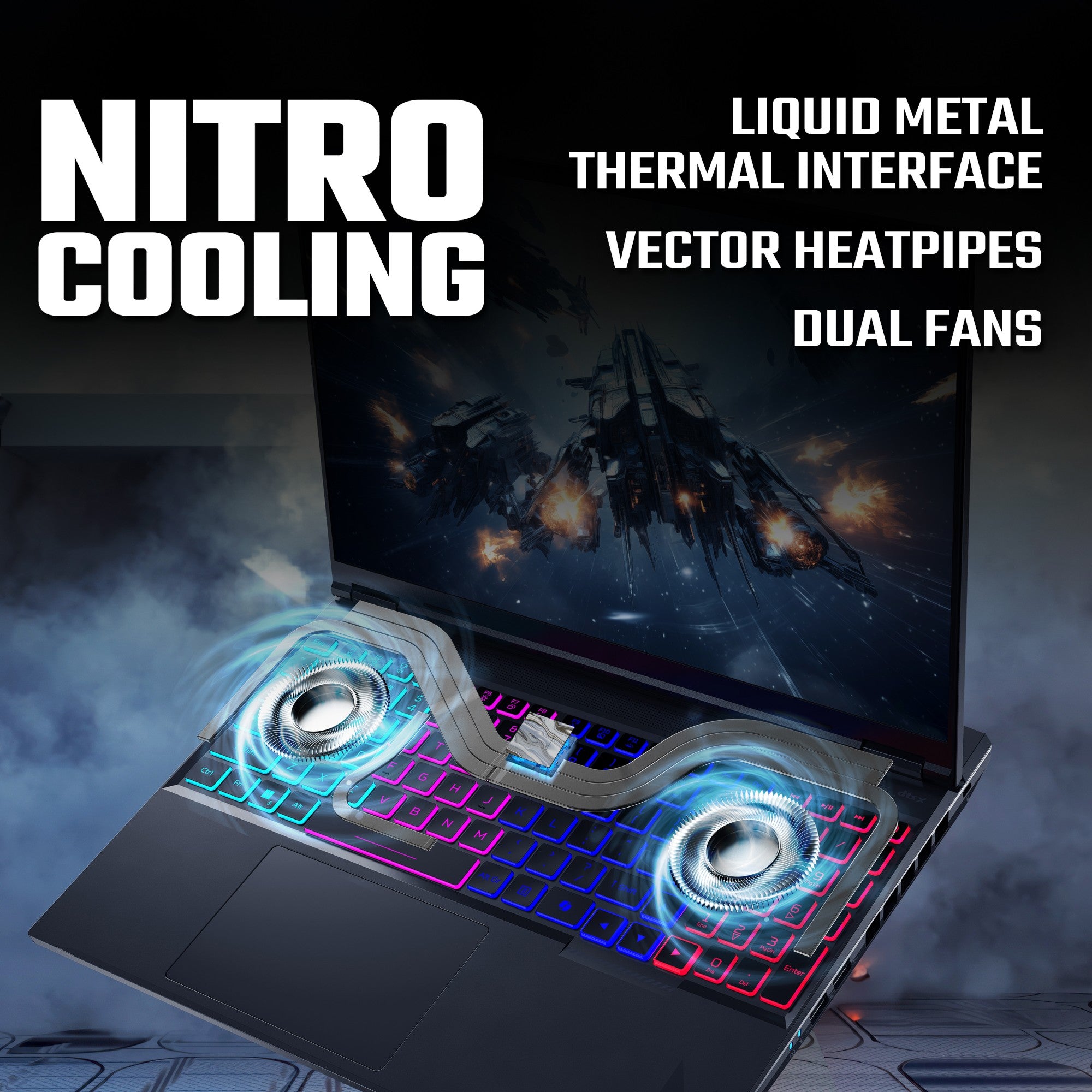 Acer Nitro 16 AI AN16-61 - AMD Ryzen AI 7 350, 16GB, 1TB SSD, NVIDIA GeForce RTX 5070Ti, " WQXGA, Windows 11 Gaming Laptop