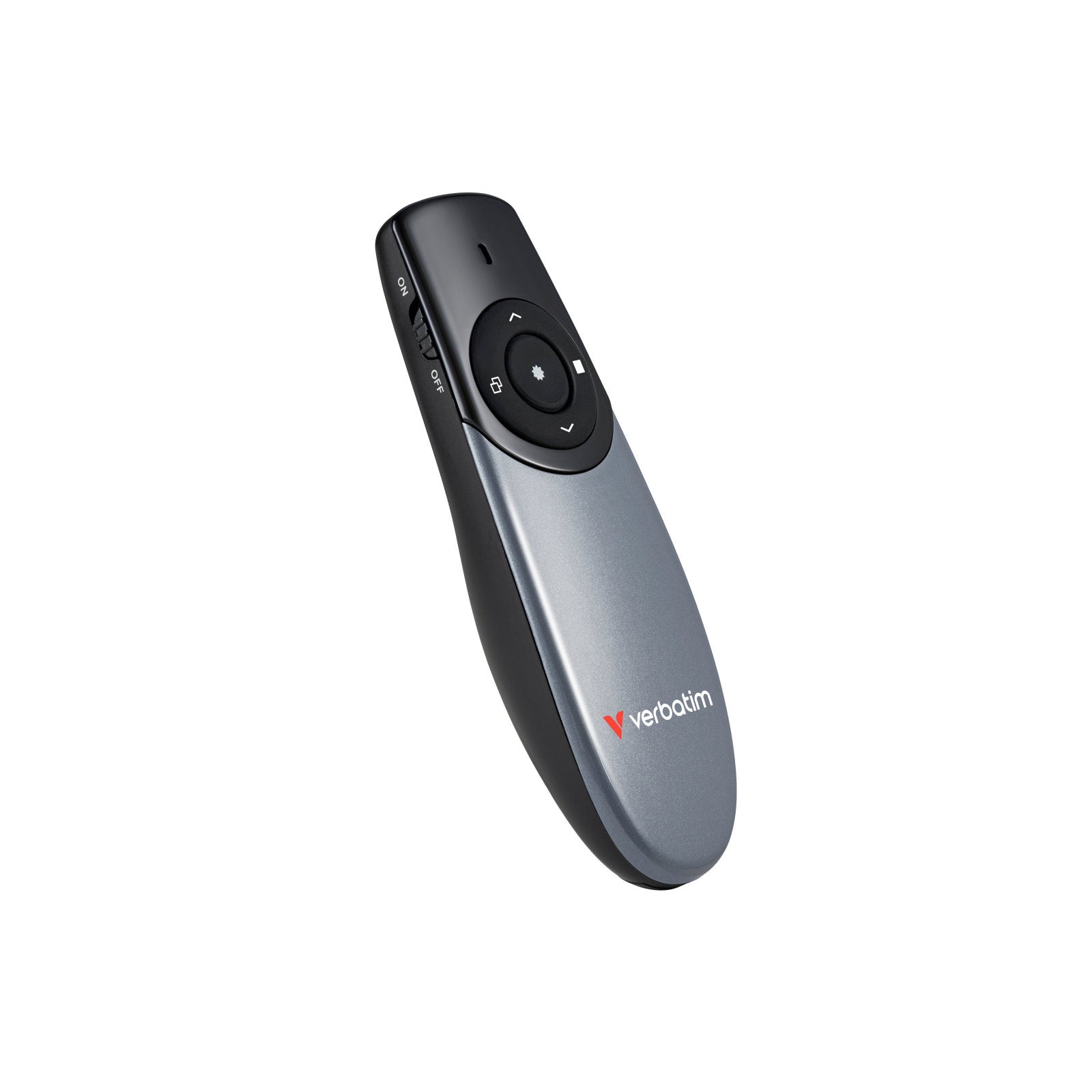 Verbatim Focus Wireless Presenter With Red Laser Pointer, Wireless Operating Distance Up To 30 Metres, USB-A Receiver With USB-C Adapter Included, Plug And Play, Grey