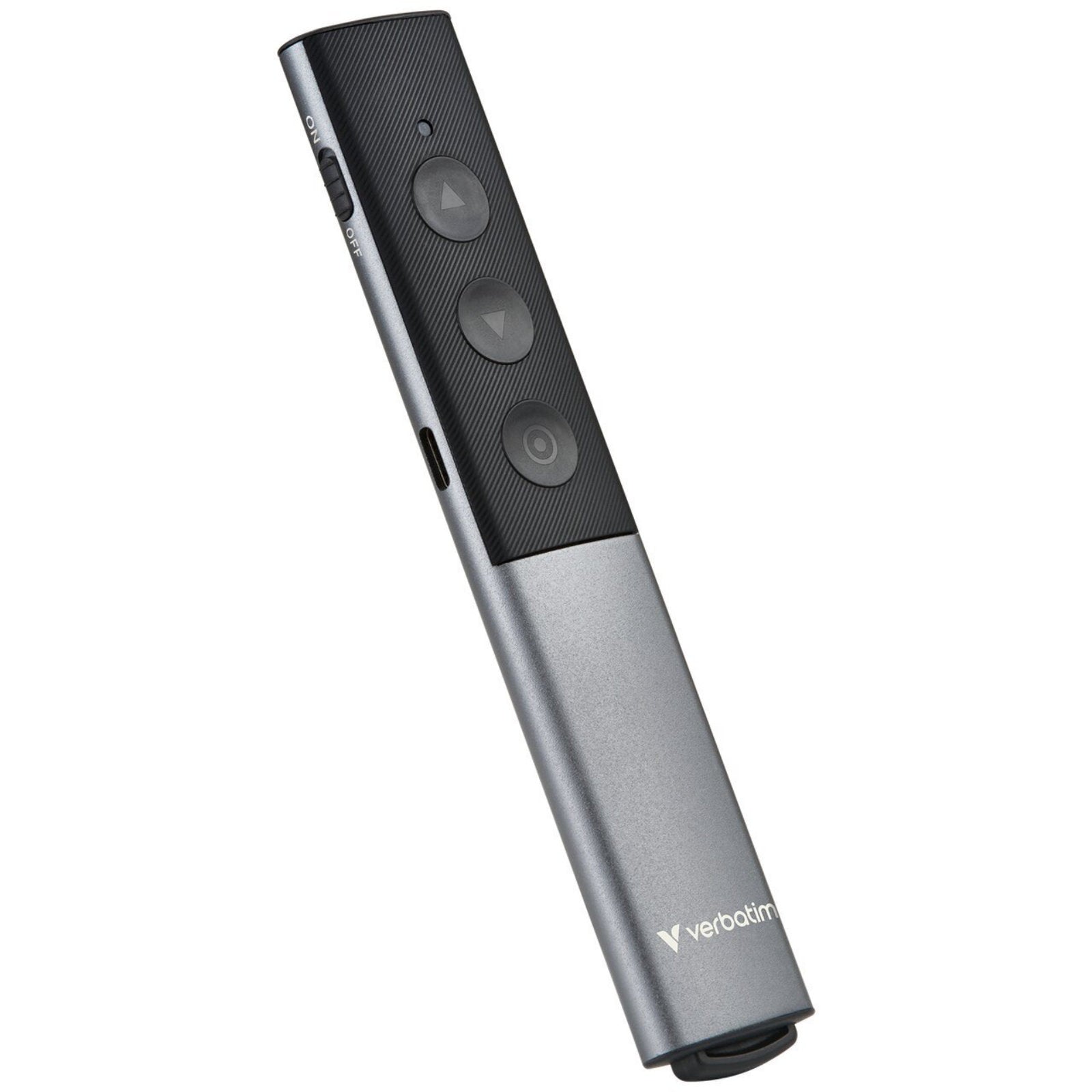 Verbatim Agenda Wireless Presenter With Red Laser Pointer, Up To 100m Wireless Range, Dual USB-A and USB-C Receiver For Universal Compatibility, Plug And Play, Grey / Black