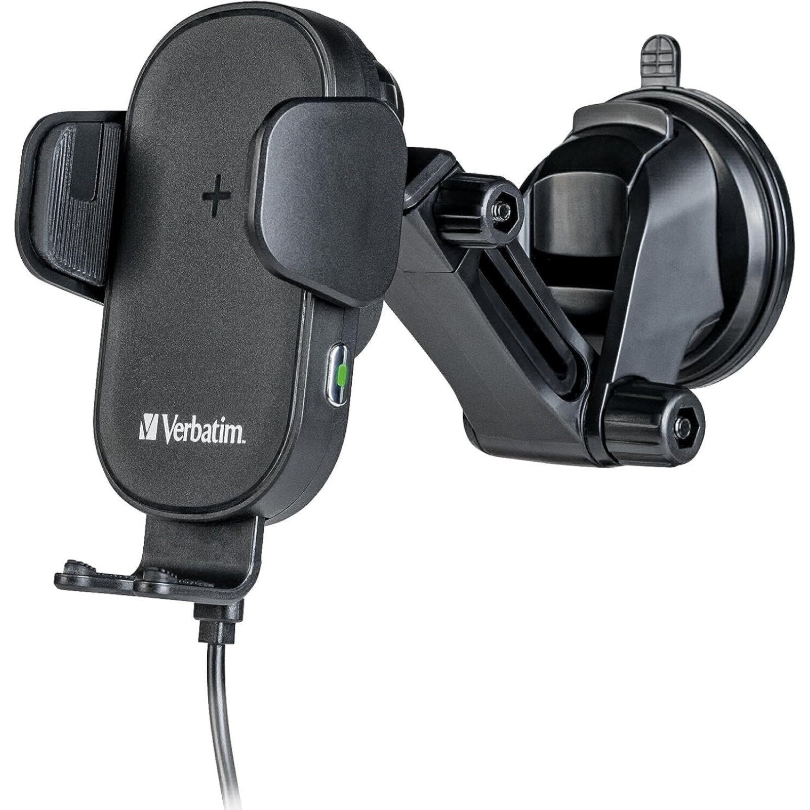 Verbatim FWC-01 Qi Fast Wireless Car Charger, 360 Degrees Rotatable, Three Mounting Options: Vent Holder, Suction Cup On Dashboard, Or Front Window