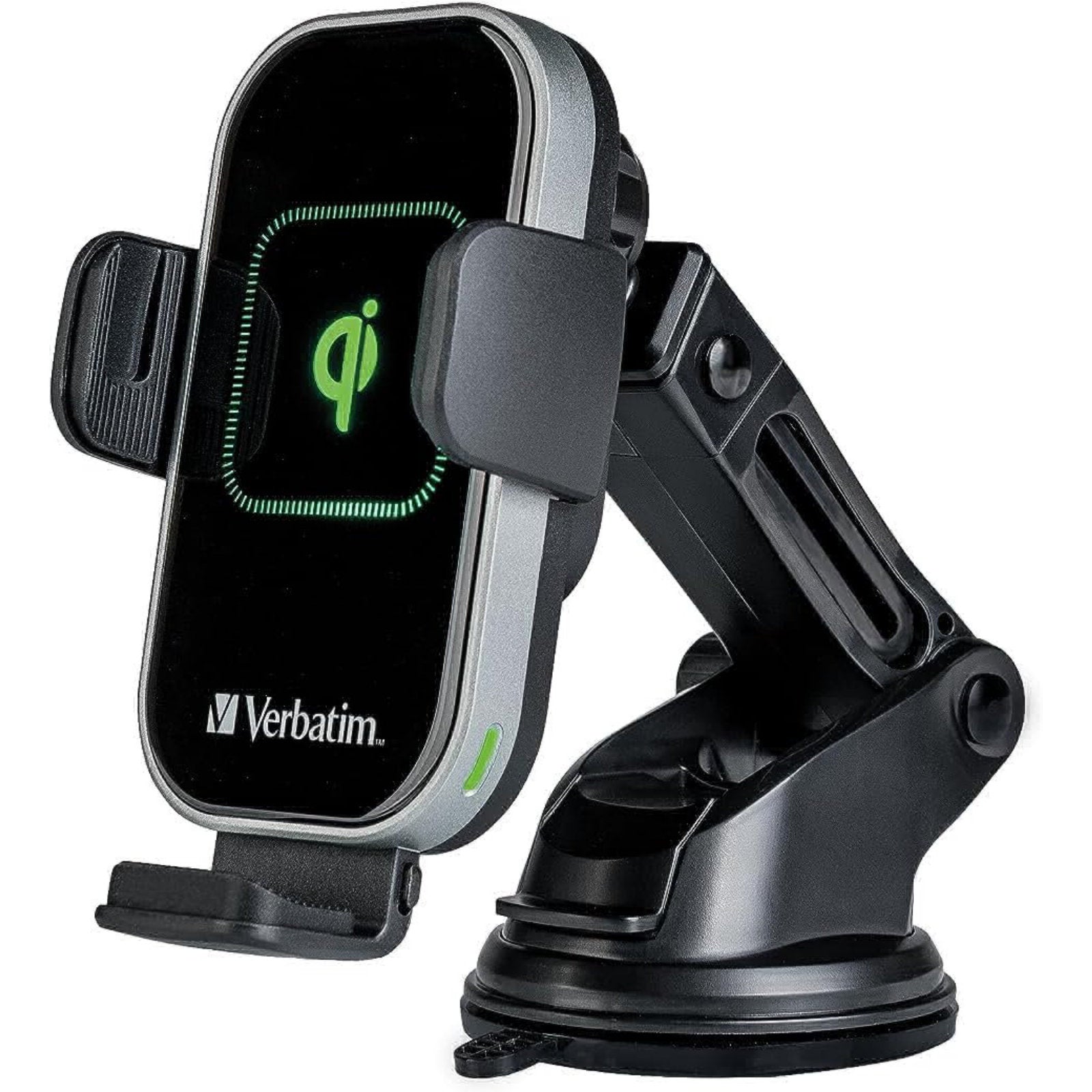 Verbatim FWC-02 Qi Fast Wireless Car Charger, 360 Degrees Rotatable, Three Mounting Options: Vent Holder, Suction Cup On Dashboard, Or Front Window