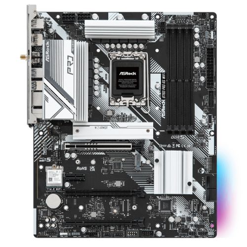 Asrock B760 PRO RS WIFI, Intel B760, 1700, ATX, 4 DDR5, HDMI, DP, eDP, Wi-Fi 6E, 2.5G LAN, PCIe5, 3x M.2, RGB