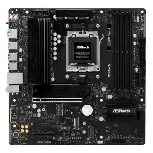 ASRock B850M Pro-A AMD AM5 Socket Motherboard, Micro-ATX, 4x DDR5 Slots, 3x M.2 Sockets, 2x USB-C Port, 2.5GbE LAN, 1x DisplayPort / 1x HDMI Port