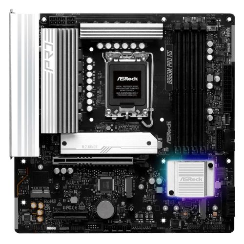 Asrock B860M PRO RS, Intel B860, 1851, Micro ATX, 4 DDR5, HDMI, DP, 2.5G LAN, RGB, 3x M.2