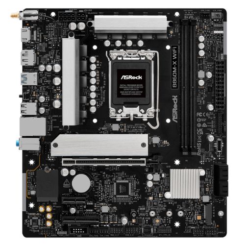 ASRock B860M-X WiFi Intel 1851 Socket Motherboard, Micro-ATX, 2x DDR5 Slots, 2x M.2 Sockets, 2x USB-C Port, 2.5GbE LAN, Wi-Fi 6E, 1x DisplayPort / 1x HDMI Port