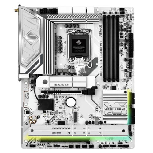 ASRock B860 Steel Legend WiFi Intel 1851 Socket Motherboard, ATX, 4x DDR5 Slots, 3x M.2 Sockets, 2x USB-C Port, Fitted I/O Shield, 2.5GbE LAN, Wi-Fi 6E, 1x DisplayPort / 1x HDMI / 1x USB-C (USB4)