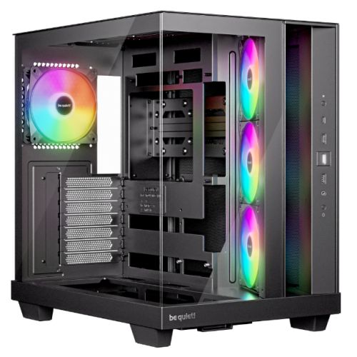 be quiet! Light Base 500 LX BGW85 Mid-Tower Case, Tempered Glass, 4 x ARGB Light Wings LX Fans, High Airflow ATX Case, USB-C 10Gbps, 400mm GPU Support, Vertical GPU Mount, Black