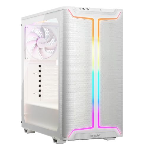 Be Quiet! Pure Base 501 DX ARGB Gaming Case w/ Glass Side, ATX, Compact Design, 3 Pure Wings 3 Fans, High Airflow Front & Top, USB-C, White