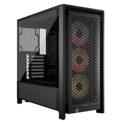 Corsair FRAME 4000D RS ARGB Modular Gaming Case w/ Glass Side, E-ATX, 3x ARGB Fans, InfiniRail Fan Mounting, USB-C, Asus BTF Compatible, Black