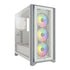Corsair iCUE 4000X RGB Gaming Case w/ Tempered Glass Window, E-ATX, 3 x AirGuide RGB Fans, Lighting Node CORE included, USB-C, White
