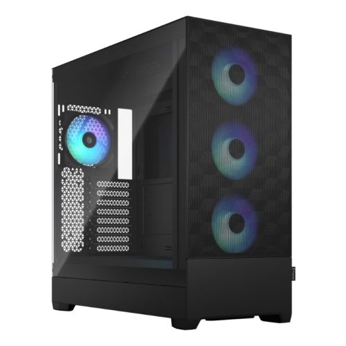 Fractal Design Pop XL Air RGB (Black TG) Gaming Case w/ Clear Glass Window, E-ATX, Hexagonal Mesh Front, 4 RGB Fans & RGB Controller