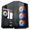 Vida Edge Black ARGB Gaming Cube Case w/ Glass Side, Front & Corner, ATX, 4x ARGB PWM Fans, 6-Port Fan Hub & Remote Control, Asus BTF Compatible