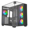 Vida Visio Black ARGB Gaming Cube Case w/ Glass Side, Front & Top, ATX, 4x ARGB PWM Fans, 6-Port Fan Hub & Remote Control, USB-C, Asus BTF Compatible
