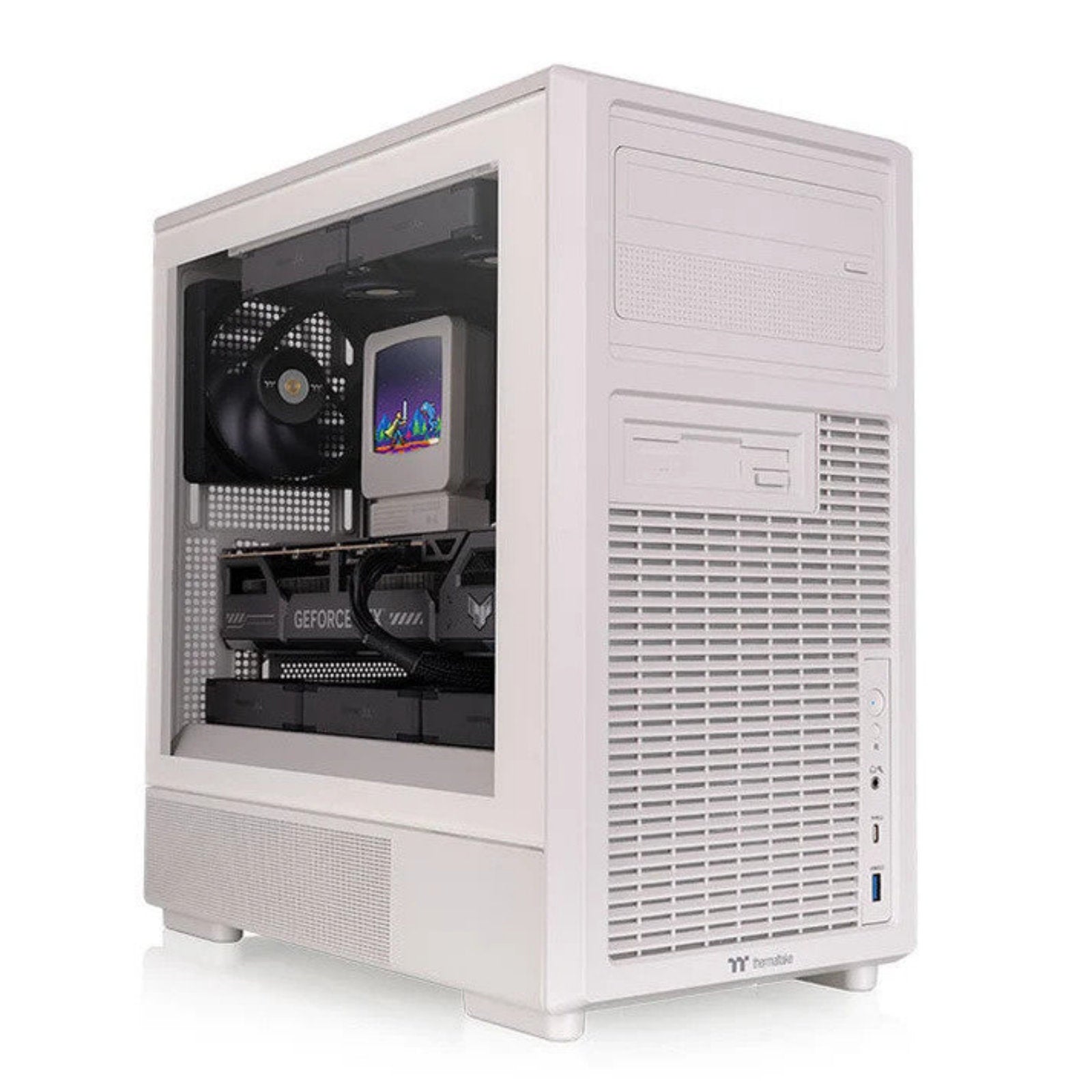 Thermaltake Retro 260 TG micro tower ATX PC case with beige retro front panel and tempered glass side, supports 280mm AIO cooling