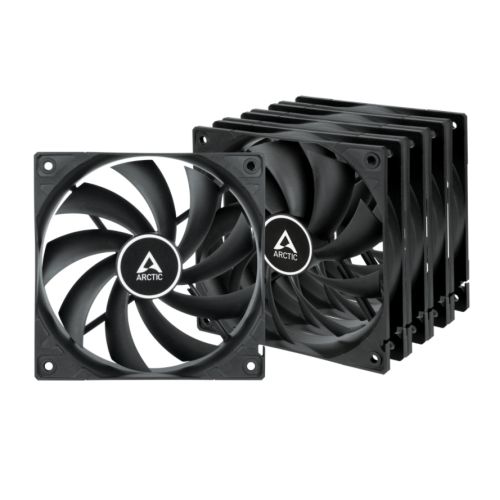 Arctic F12 Low Noise 12cm Case Fans (5 Pack), Black, 9 Blades, Fluid Dynamic, 1350 RPM, Value Pack