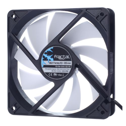 Fractal Design Silent Series R3 12cm Case Fan, Rifle Bearing, 1200 RPM, Black & White