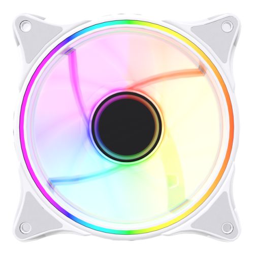 Vida Infinity01 Reverse Blade 120mm ARGB Dual Ring PWM Case Fan, Hydraulic Bearing, Infinity Mirror Effect, 500-1500 RPM, White