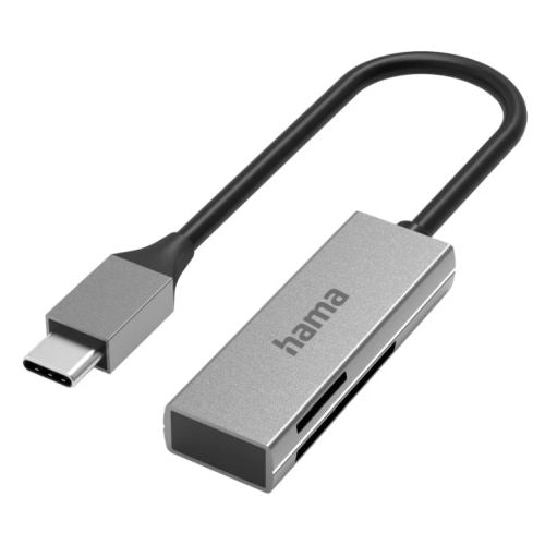 Hama External USB 3.0 Type-C Card Reader, SD/microSD, Aluminium, USB Powered