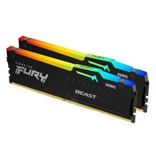 Kingston FURY Beast KF560C36BBEAK2-64 Gaming System Memory, DIMM, DDR5, 6000MHz, RGB, 64GB (2 x 32GB), Black Heatsink, 288 Pin, 1.35v, CL36