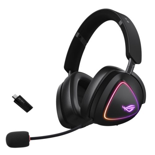 Asus ROG DELTA II Tri-Mode Wireless Gaming Headset, 2.4GHz/Btooth/3.5mm Jack, 50mm Titanium Drivers, DualFlow Audio, 110-Hour Battery, RGB