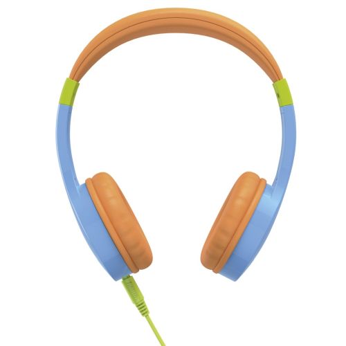 Hama (Kids Guard) Childrens Headset, Volume Limiter, Microphone, Flexible Headband, Inline Controls, Blue/Orange