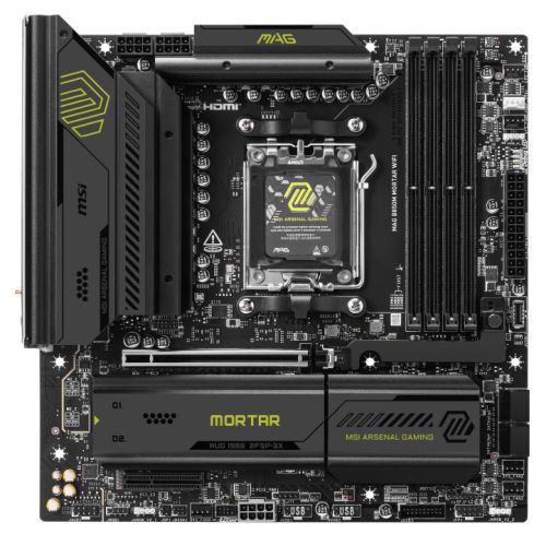 MSI MAG B850M MORTAR WIFI, AMD B850, AM5, Micro ATX, 4 DDR5, HDMI, Wi-Fi 7, 5G LAN, 3x M.2