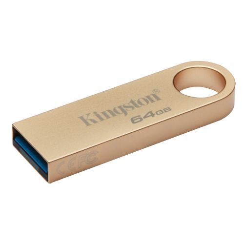 Kingston 64GB DataTraveler SE9 G3 Memory Pen, USB 3.2 Gen1 Type-A, Metal Gold Casing