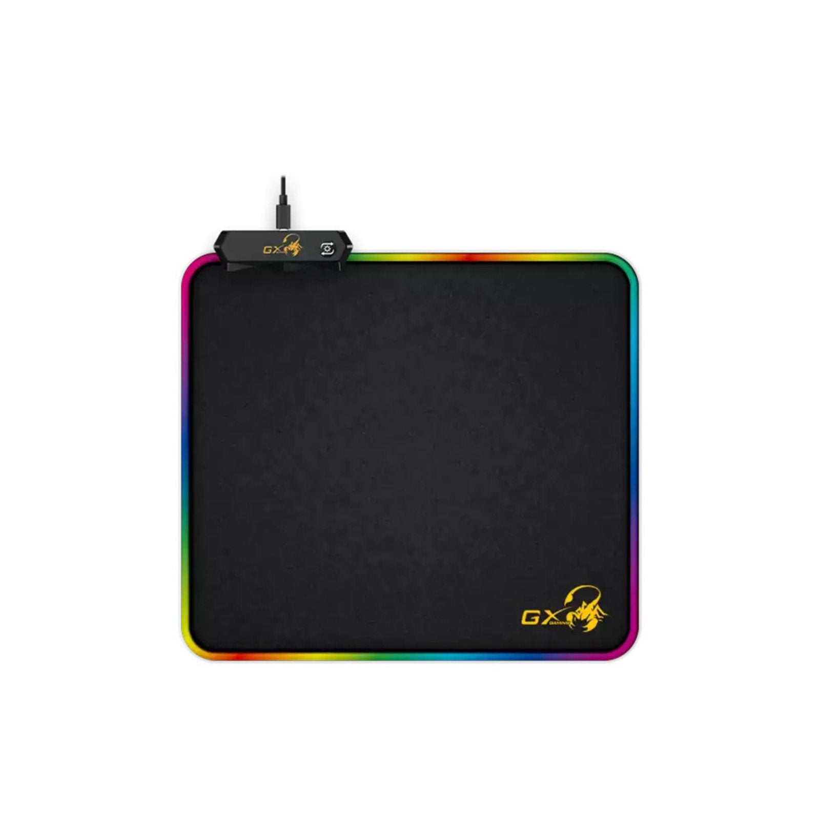 Genius GX-Pad 500S RGB soft gaming mouse pad with spill-resistant surface and non-slip base, measuring 450x400x3mm.