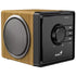 Genius SP-916BT Bluetooth wood speaker with built-in mic, USB-C charging port, and Bluetooth 5.3 connectivity, compact design