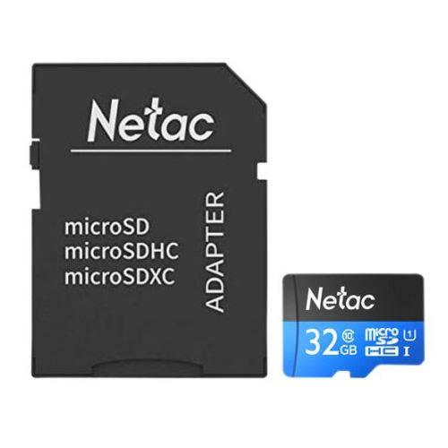 Netac P500 32GB MicroSDHC Card with SD Adapter, UHS-I Class 10, U1, 90MB/s