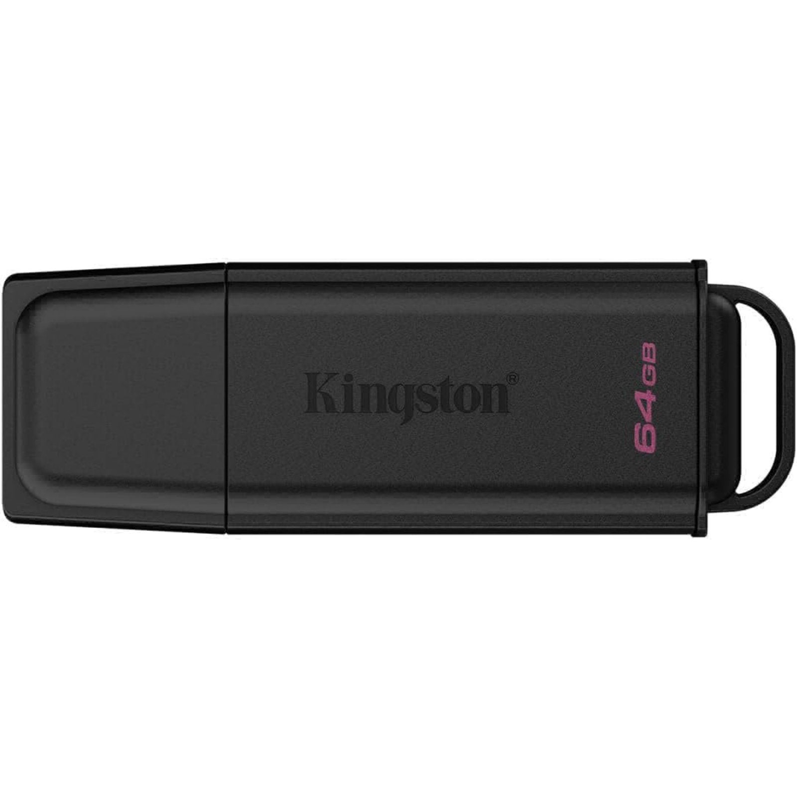 Kingston DataTraveler Exodia 64GB USB 3.2 Gen 1 flash drive with black snap-on cap design, durable portable memory device