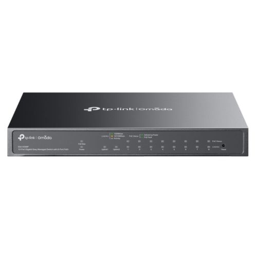 TP-LINK (ES210GMP) Omada 10-Port Gigabit Easy Managed Switch with 8-Port PoE+, SFP/RJ45 Combo Port, Metal Casing