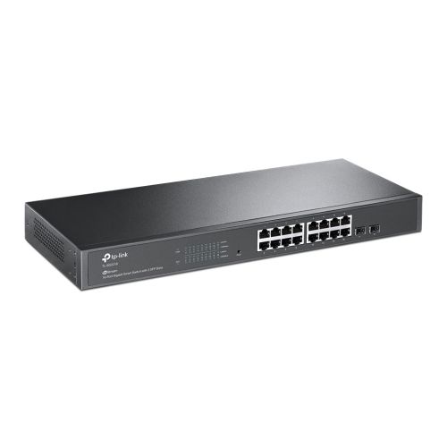 TP-LINK (SG2218) JetStream 16-Port Gigabit Smart Switch with 2 SFP Slots, L2/L3/L4 QoS, Fanless, Rackmountable