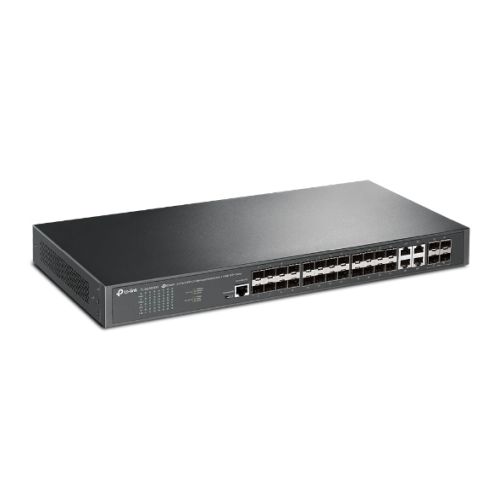 TP-LINK (SG3428XF) JetStream 24-Port SFP L2+ Managed Switch w/ 4 10GE SFP+ Slots, Dual Redundant PSUs, Rackmountable