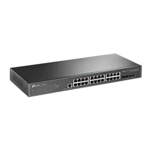 TP-LINK (SG3428X) JetStream 24-Port Gigabit L2+ Managed Switch with 4 10GE SFP+ Slots, L2+/L3, Fanless, Rackmountable