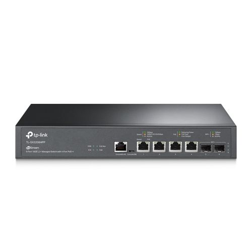 TP-LINK (SX3206HPP) JetStream 6-Port 10GE L2+ Managed Switch with 4-Port PoE++, Rackmountable