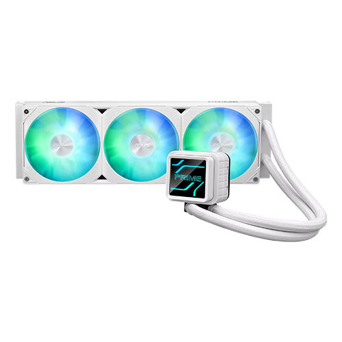 Asus PRIME LC 360 ARGB 360mm Liquid CPU Cooler, ARGB Fans, Customisable Infinity Mirror Lenses, White Edition