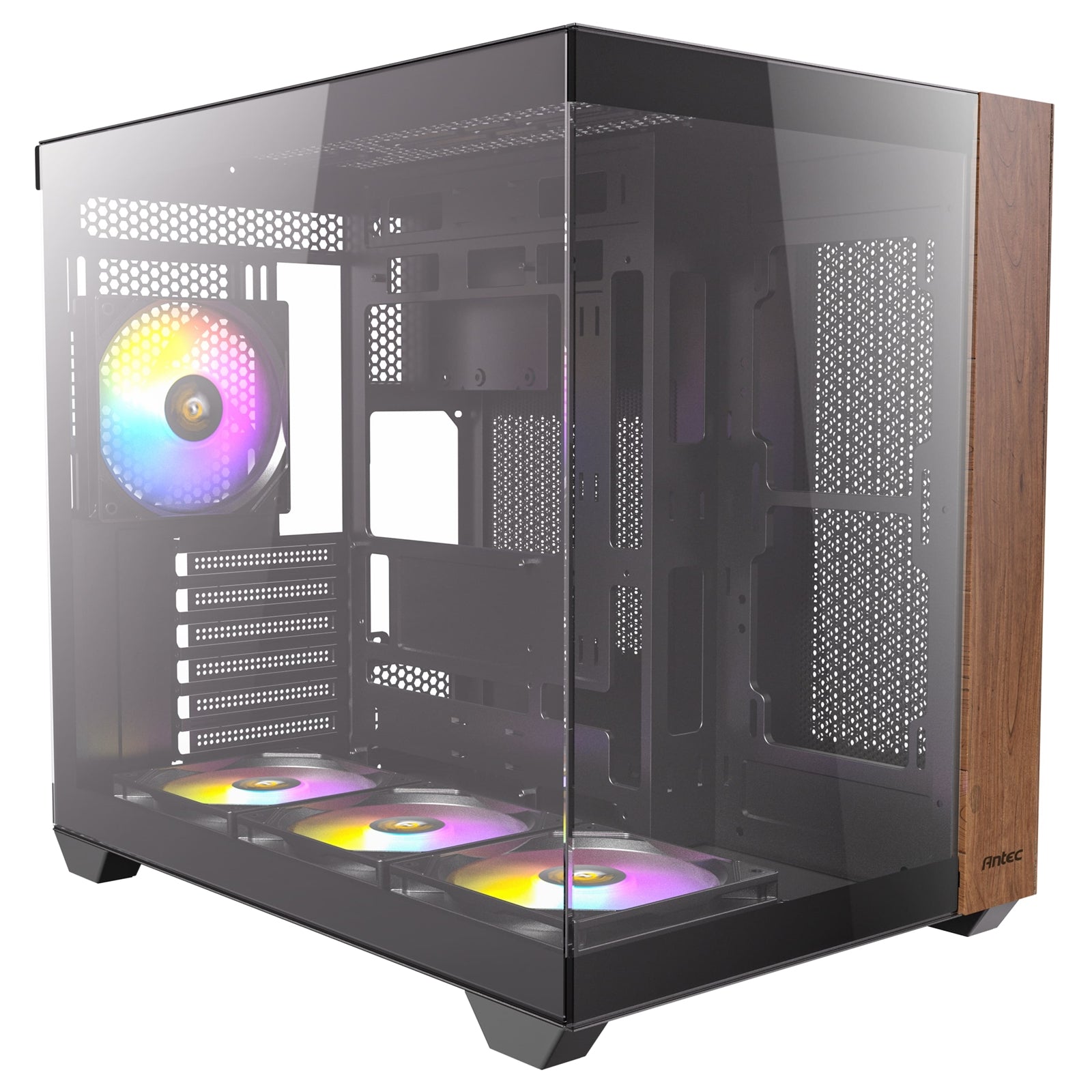 Antec CX800 Wood ARGB Mid-Tower PC Case with 3-Sided Tempered Glass Panoramic View, 9 Fan Positions, USB-C & USB-A - North East Peripherals Ltd