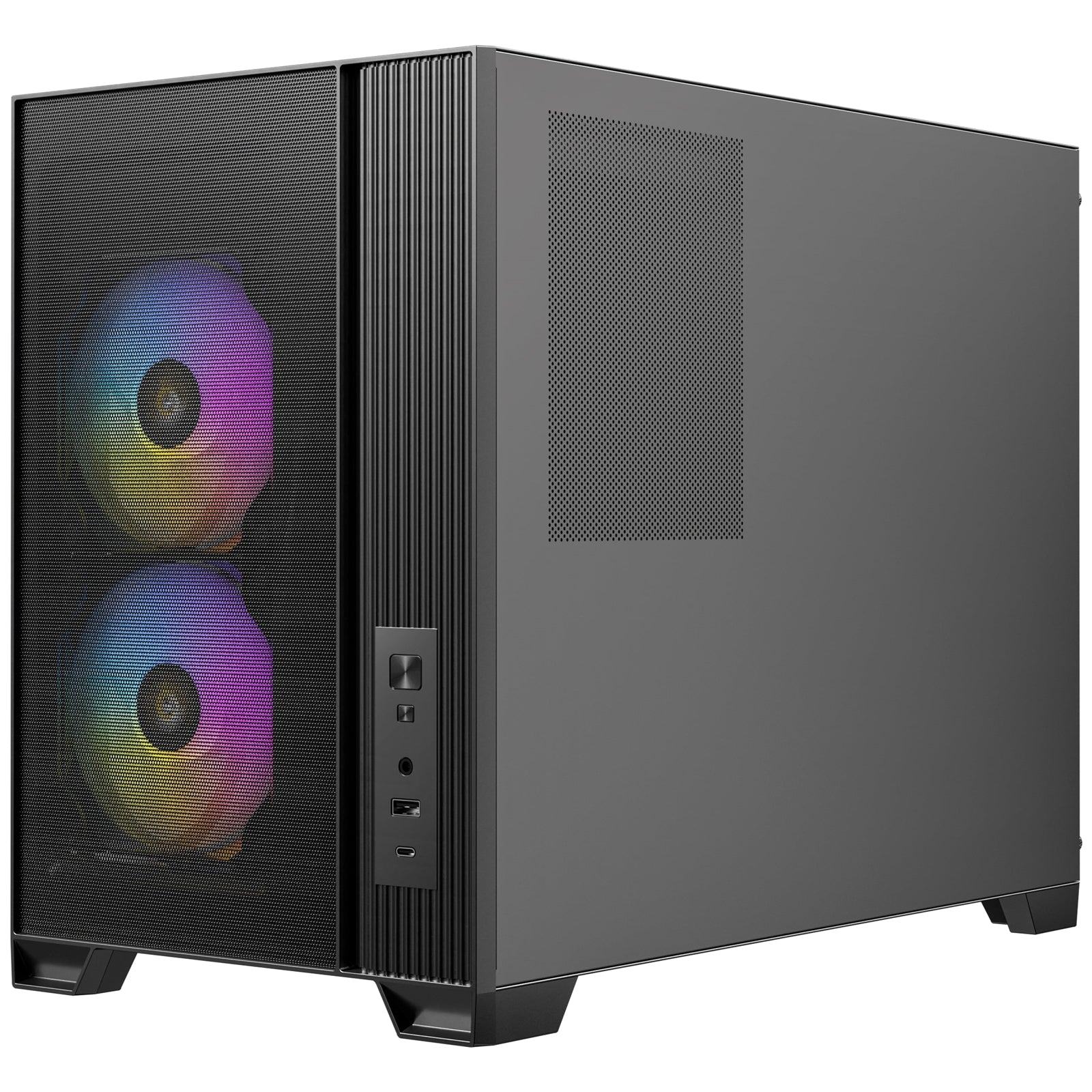 Antec FLUX M  Mini Tower PC Case - Tempered Glass, Steel/Plastic, 6 PWM Fans, USB-C, Mirco-ATX/ITX Compatibility