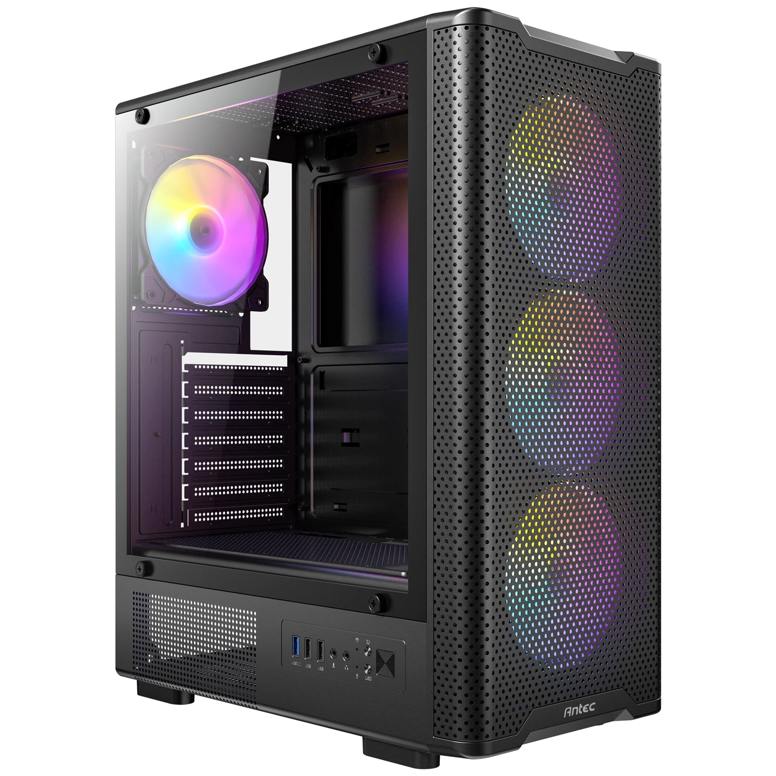 Antec VX310 ARGB  Mid-Tower Gaming PC Case - Pre-Installed 4 x 120mm ARGB Fans, Tempered Glass Side Panel, High-Airflow Mesh Front - ATX/Micro-ATX/ITX