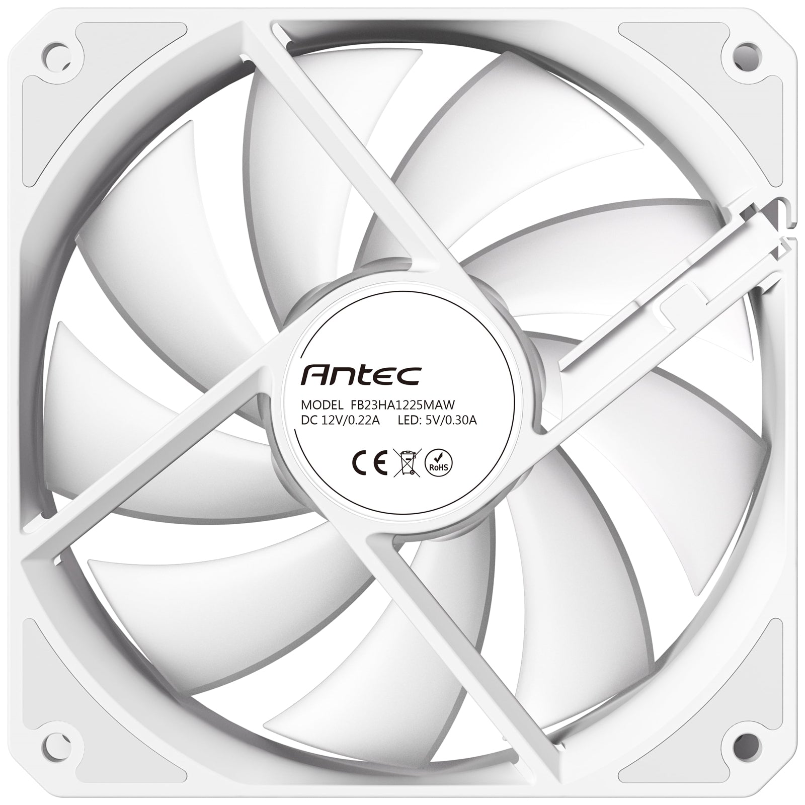 Antec P12R ARGB Reverse PWM 120mm Fan - 4-Pin, White, High-Airflow Cooling, 9-Blade Design with Anti-Vibration Pads - North East Peripherals Ltd