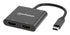 Manhattan USB-C to Dual HDMI & USB-A Adapter, Dual 4K@30Hz or Single 4K@60Hz, Power Delivery 100W, 480 Mbps (USB 2.0), Cable 15cm, Black