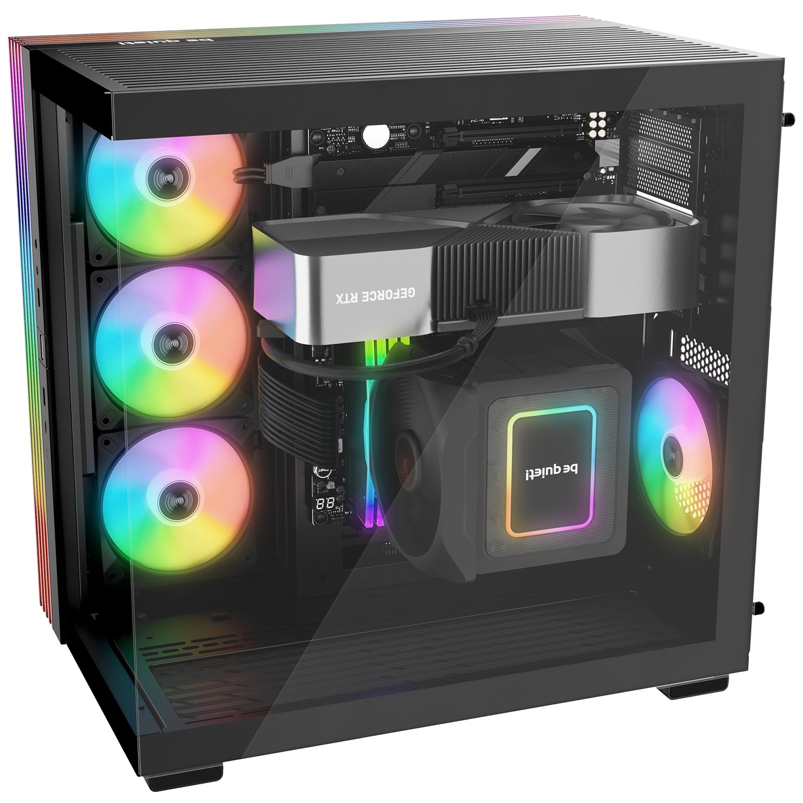 be-quiet! Light Base 600 LX, Black, Midi-Tower ATX Case, Massive ARGB LED Strip, Full Windowed Design, 4x Light Wings LX 120mm PWM fans included