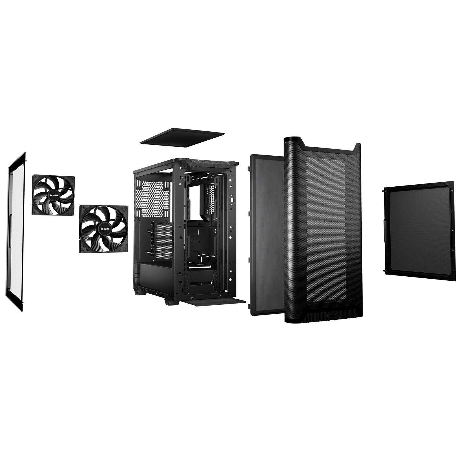 be quiet! Pure Base 501 Airflow Window Black ATX Mid Tower Case with USB-A, USB-C, 2 x Pure Wings 2 140mm Black PWM Fans, Sleek Front Panel and Airflow Cover