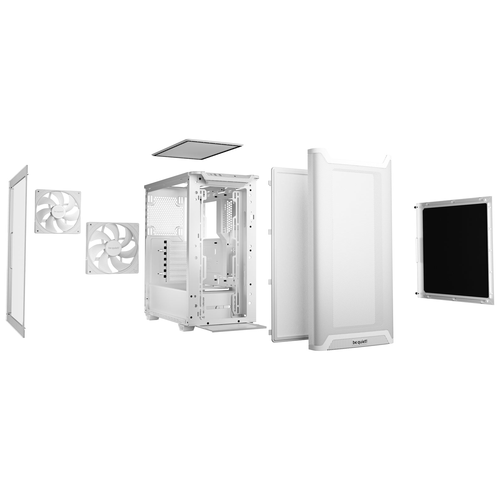 be quiet! Pure Base 501 Airflow Window White ATX Mid Tower Case with USB-A, USB-C, 2 x Pure Wings 2 140mm Black PWM Fans, Sleek Front Panel and Airflow Cover
