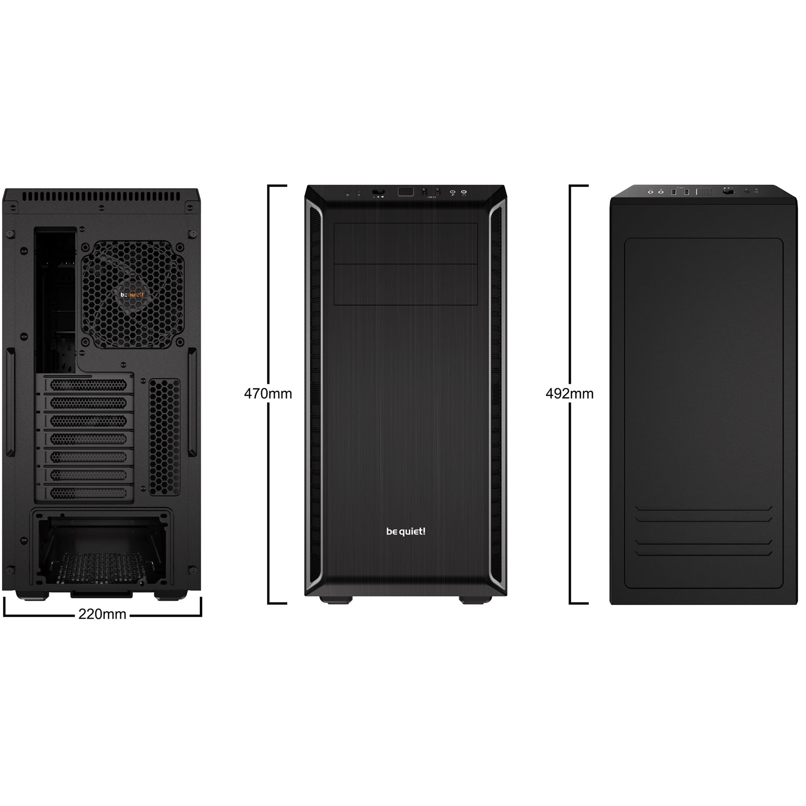 be quiet! Pure Base 600 Case, Silver, MId Tower, 2 x USB 3.2 Gen 1 Type-A, 3 x Pure Wings 2 Black PWM Fans Included, Completely Sound Insulated with Dampening Materials, Adjustable Top Cover Vent - North East Peripherals Ltd