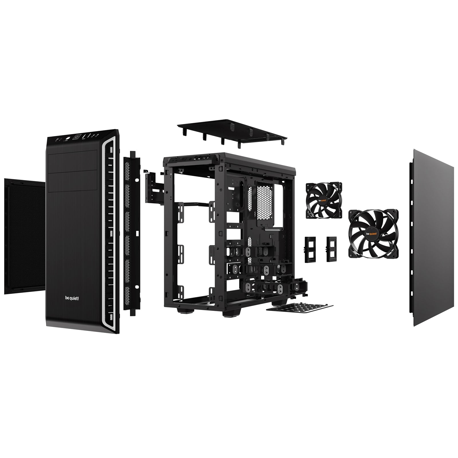 be quiet! Pure Base 600 Case, Silver, MId Tower, 2 x USB 3.2 Gen 1 Type-A, 3 x Pure Wings 2 Black PWM Fans Included, Completely Sound Insulated with Dampening Materials, Adjustable Top Cover Vent - North East Peripherals Ltd